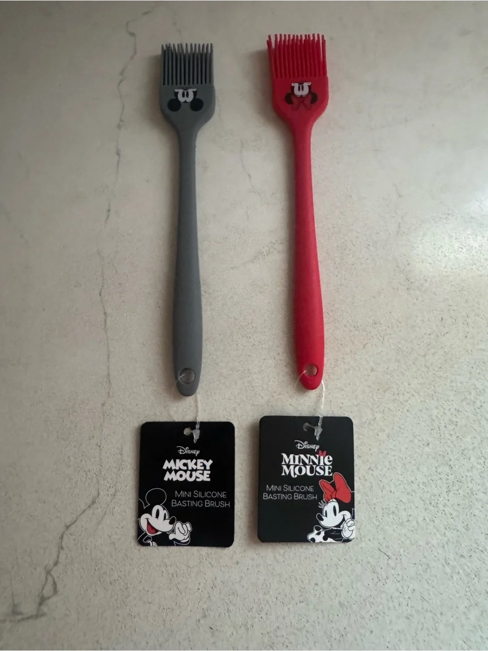 NWT- bundle of 2 .Disney Mickey & Minnie Silicone Basting Brushes - Gray & Red